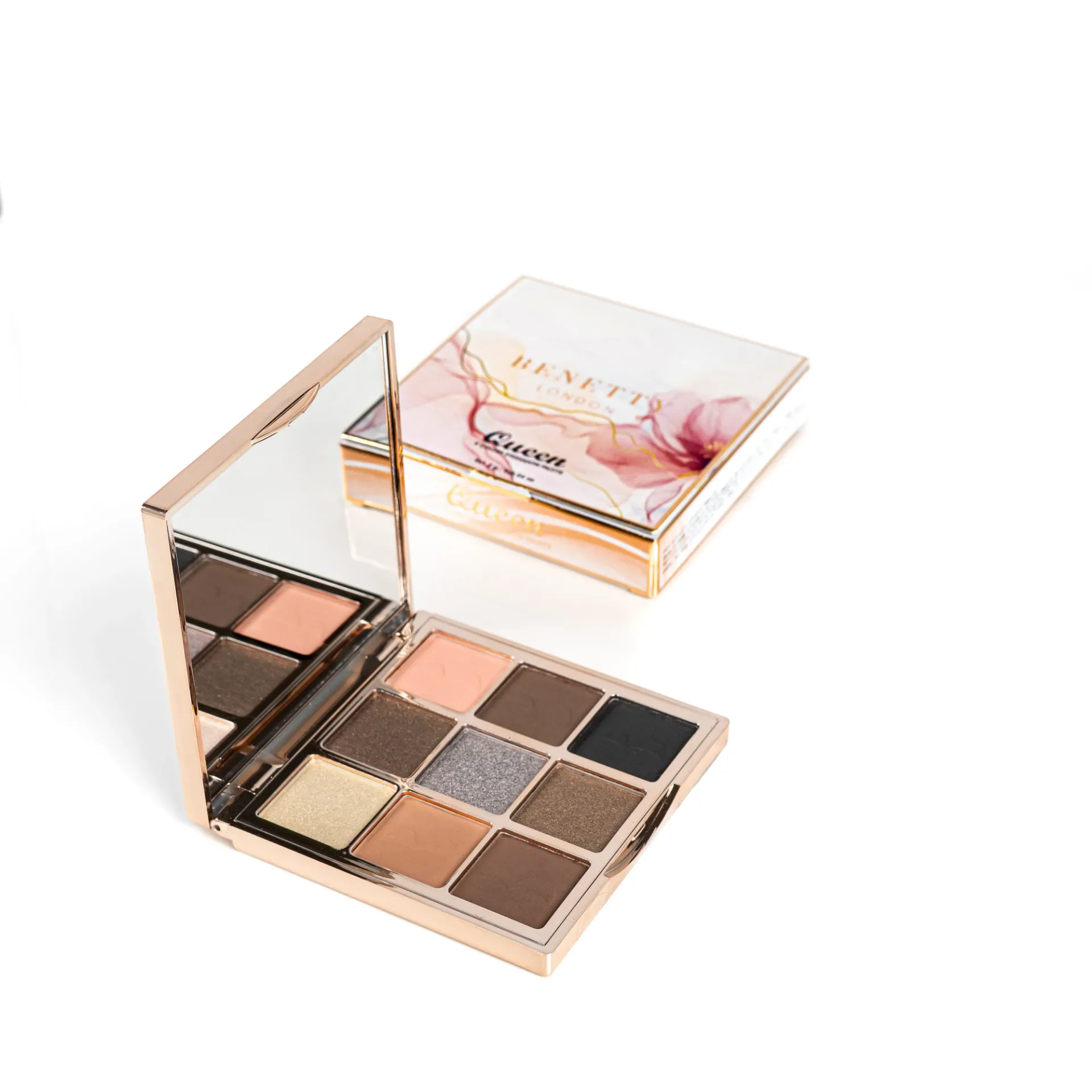 9 Colors Eyeshadow Palette from BENETTY LONDON, Premium Shimmer, Satin Matte & Soft Texture, Queen