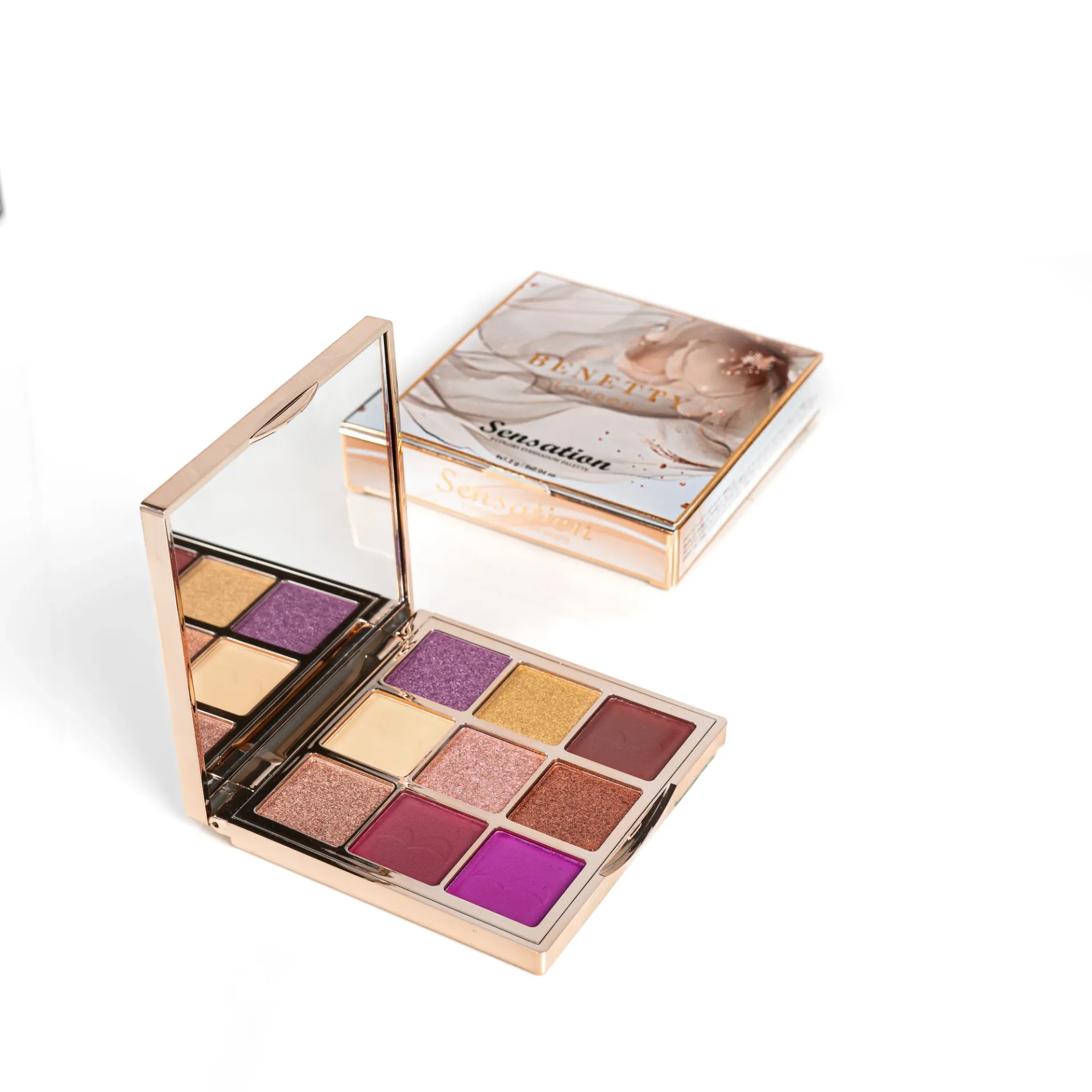 9 Colors Eyeshadow Palette from BENETTY LONDON, Premium Shimmer, Satin Matte & Soft Texture, Sensation