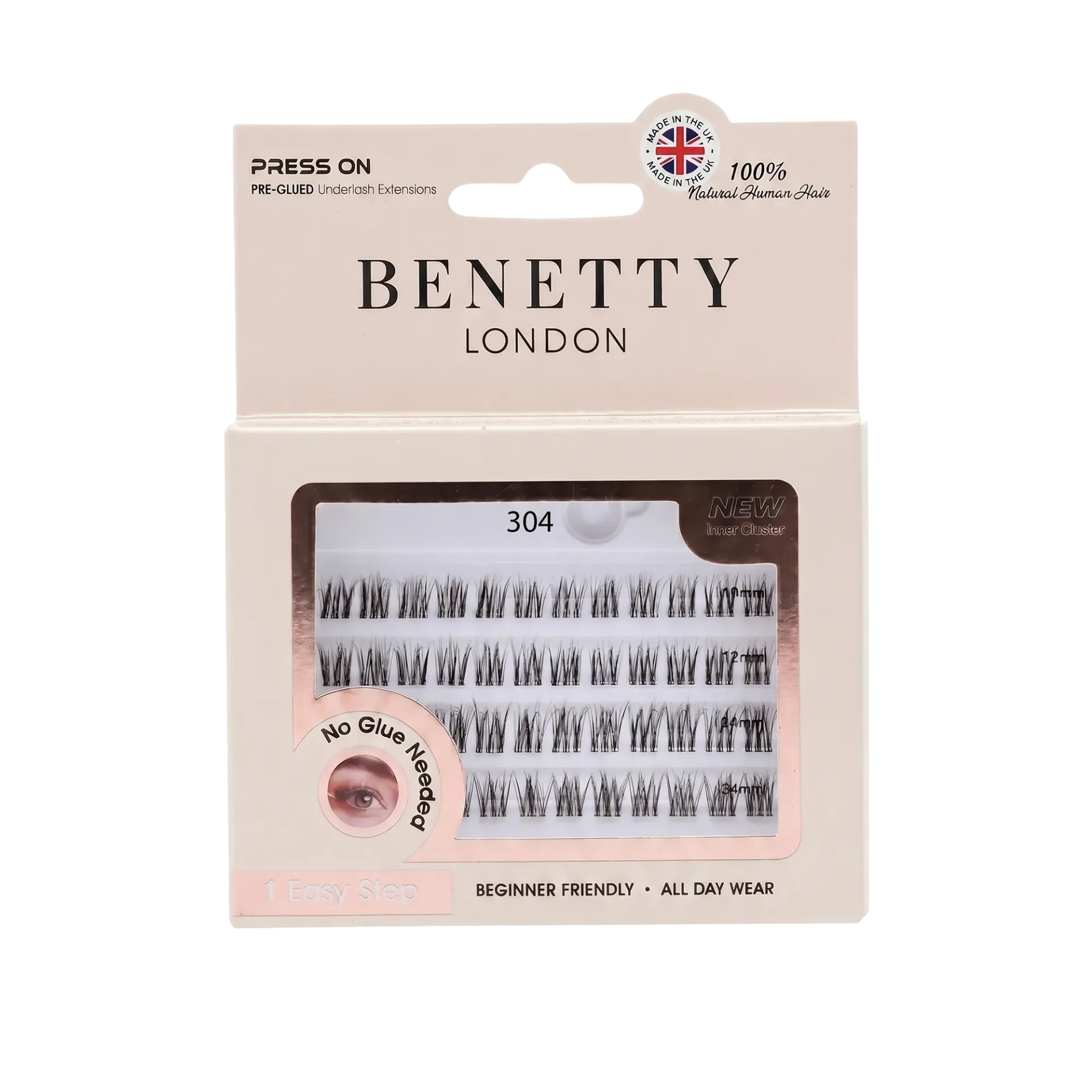Press on PRE-GLUED Underlash Extensions from Benetty London, 304
