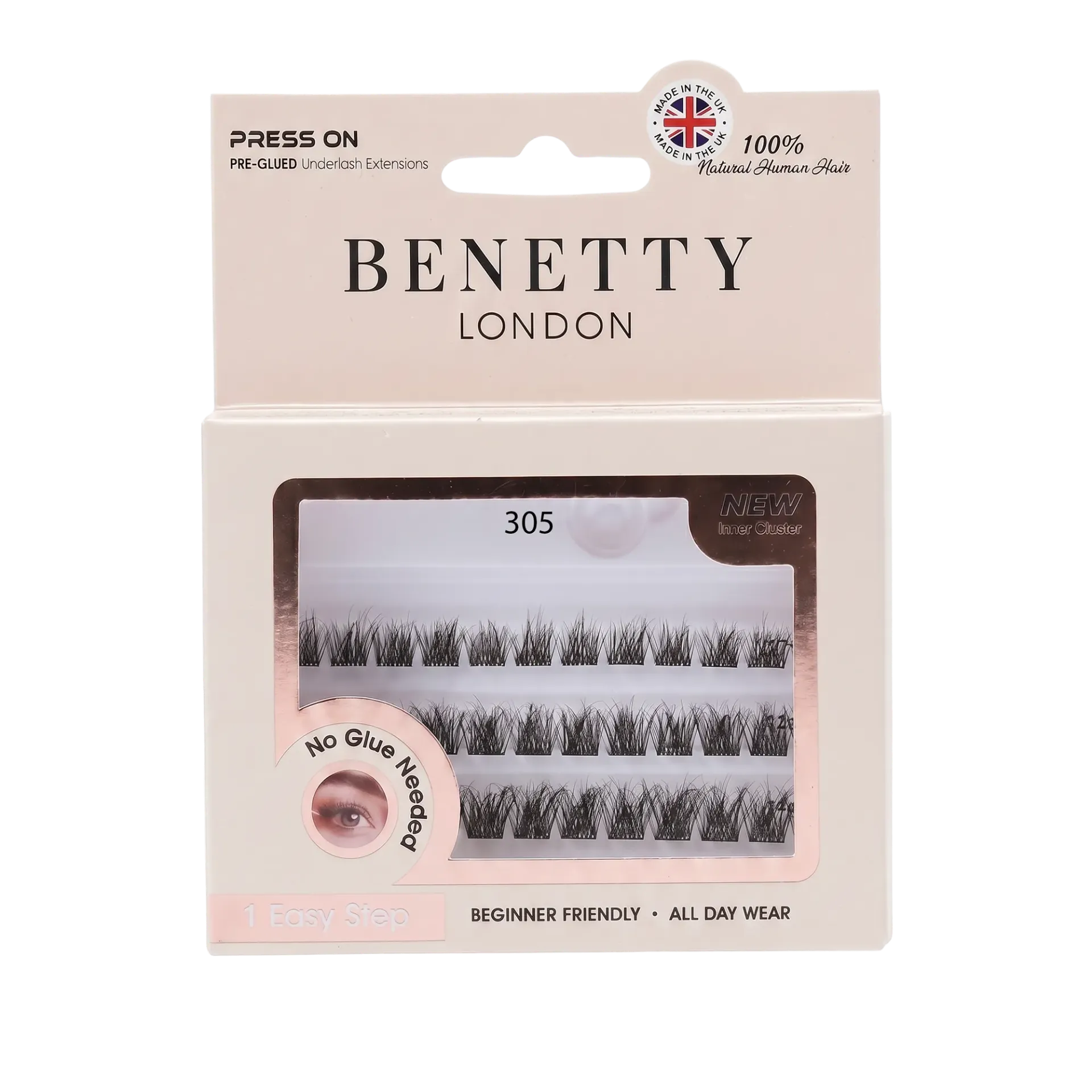 Press on PRE-GLUED Underlash Extensions from Benetty London, 305