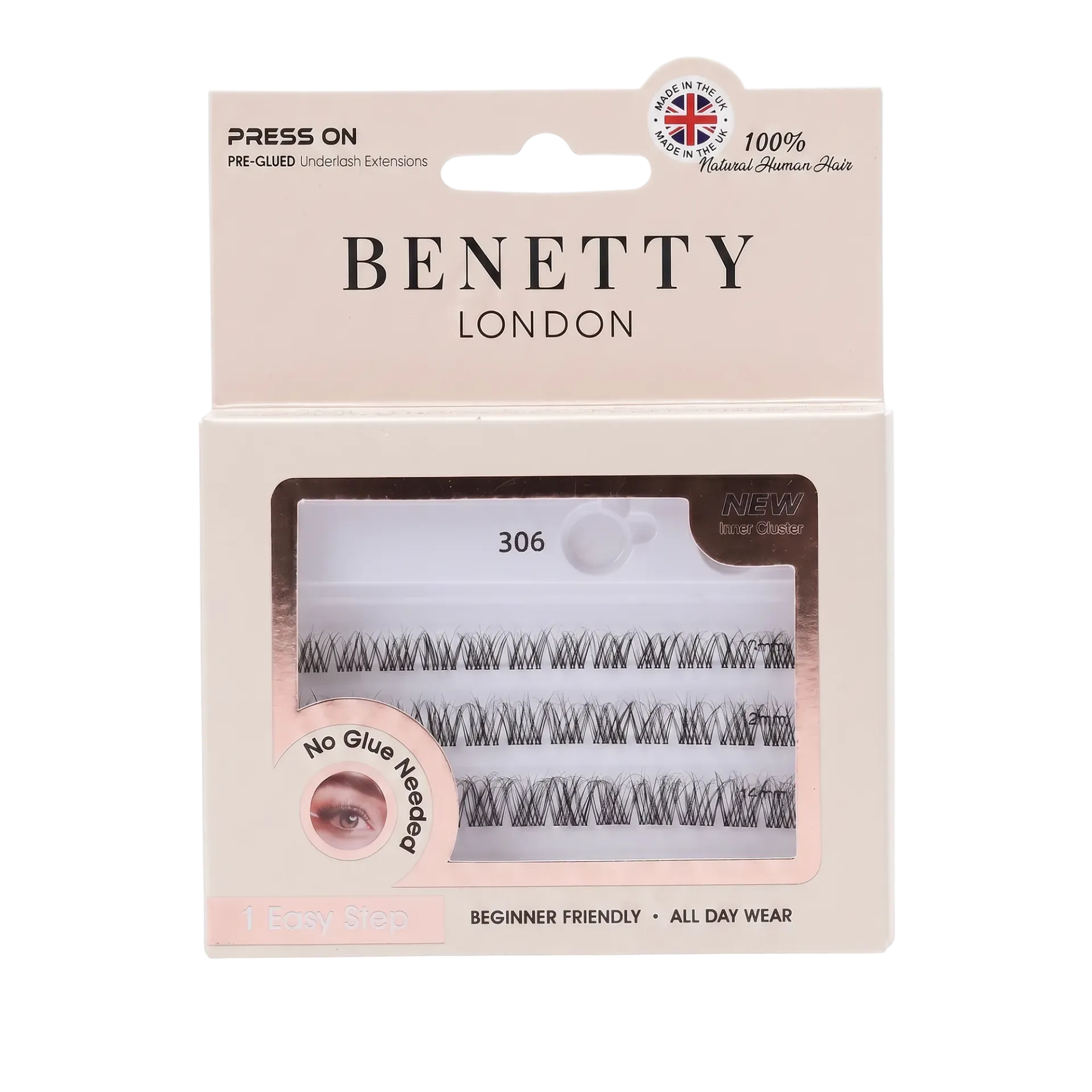 Press on PRE-GLUED Underlash Extensions from Benetty London, 306
