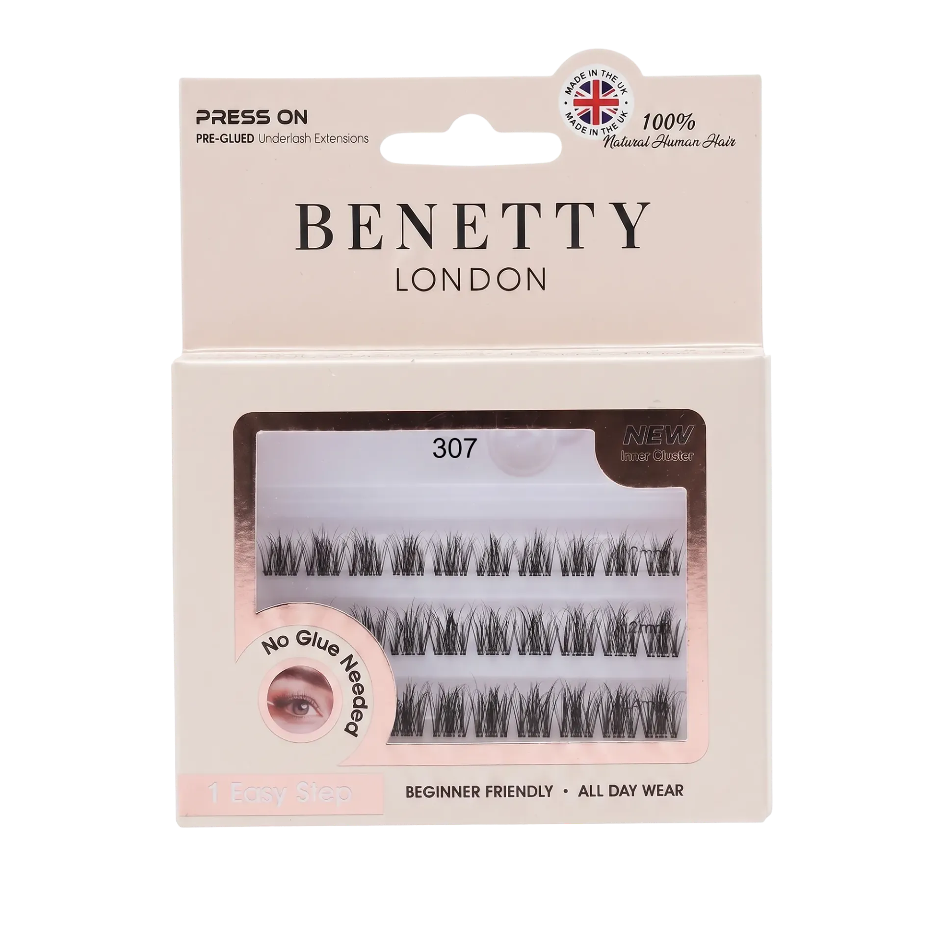 Press on PRE-GLUED Underlash Extensions from Benetty London, 307