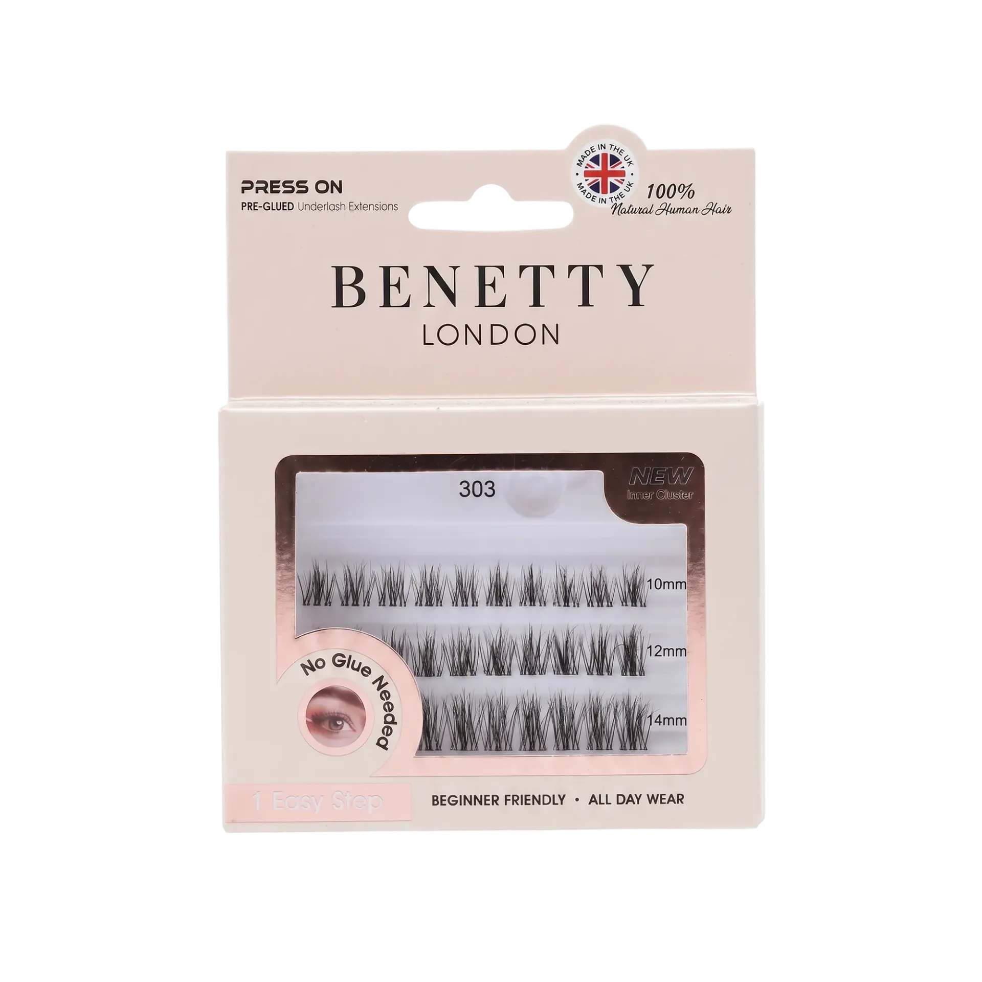 Press on PRE-GLUED Underlash Extensions from Benetty London, 303