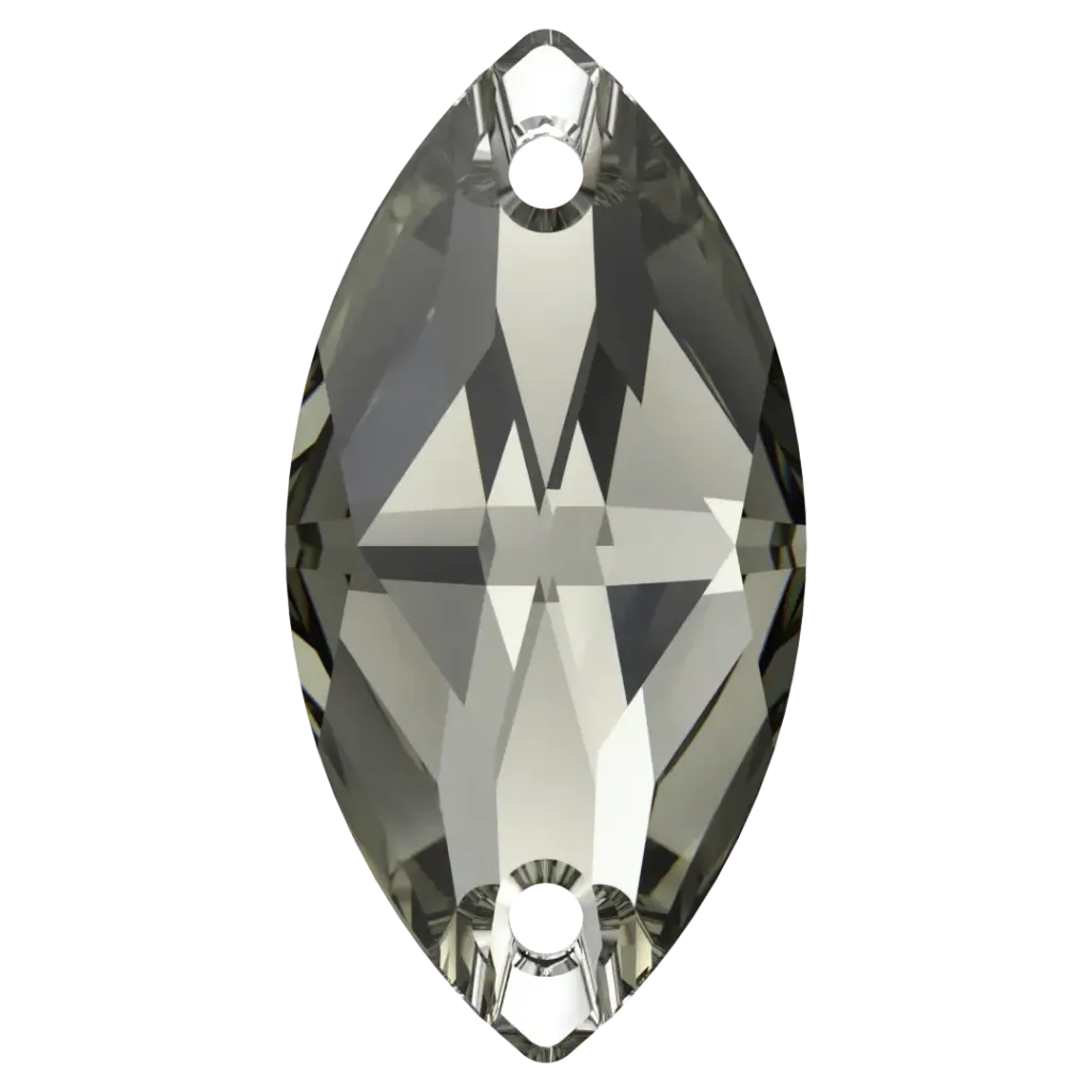 Swarovski Sewing, Black Diamond Color, Size 12mmx6, 3223