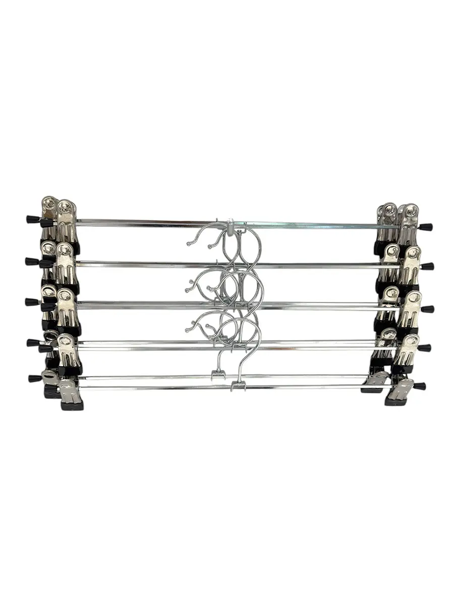 Heavy-Duty Steel Pants and Skirt Hangers with Adjustable Clips - 40cm (10 Pieces)