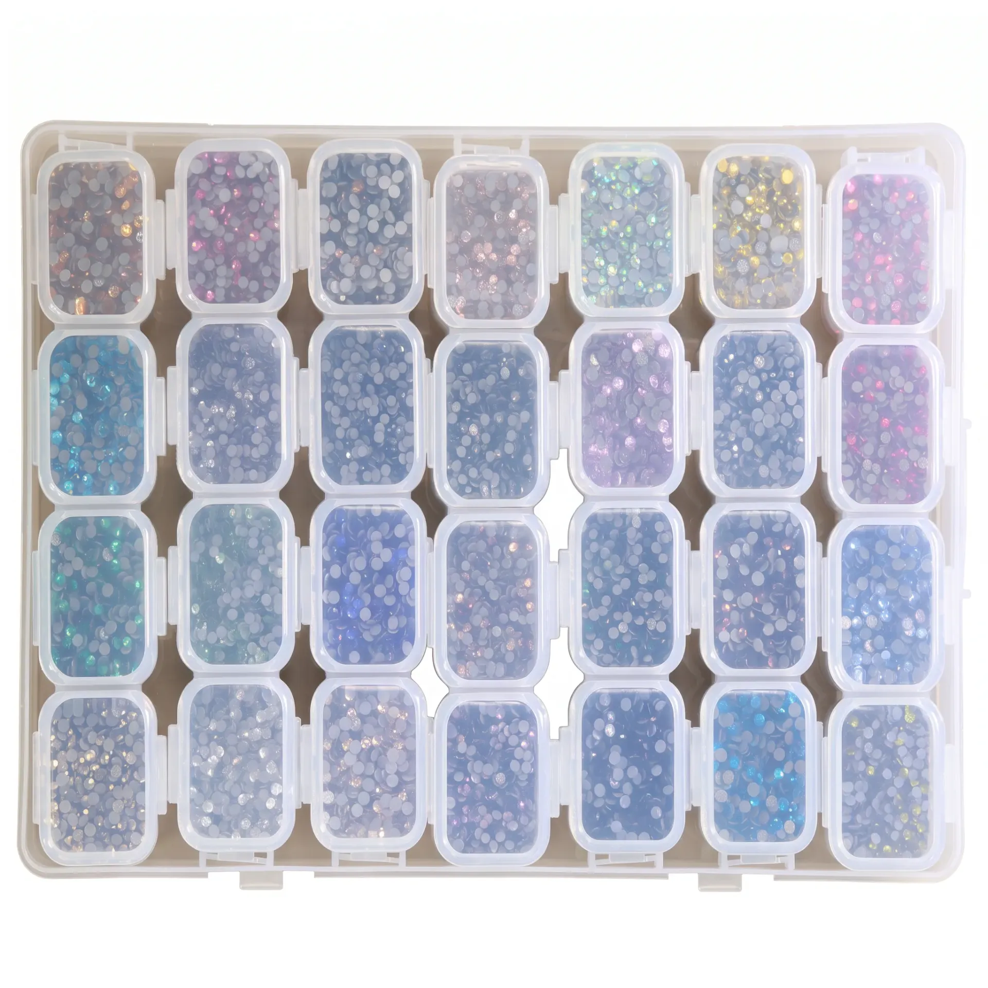 A small box of assorted crystal beads